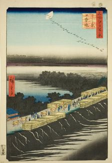 Nihon Embankment, Yoshiwara (Yoshiwara Nihonzutsumi), from the series "One..., 1857. Creator: Ando Hiroshige