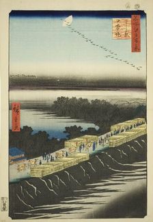 Nihon Embankment, Yoshiwara (Yoshiwara Nihonzutsumi), from the series "One..., 1857. Creator: Ando Hiroshige