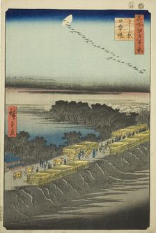 Nihon Embankment, Yoshiwara (Yoshiwara Nihonzutsumi), from the series "One Hundred..., 1857. Creator: Ando Hiroshige