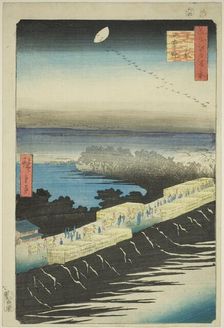 Nihon Embankment, Yoshiwara (Yoshiwara Nihonzutsumi), from the series "One Hundred..., 1857. Creator: Ando Hiroshige