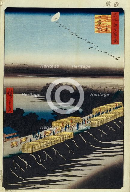 Nihon Embankment and Yoshiwara (One Hundred Famous Views of Edo), 1856-1858. Artist: Hiroshige, Utagawa (1797-1858)