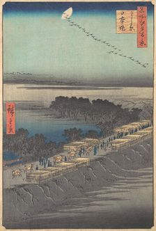 Nihon Embankment at Yoshiwara, from the series One Hundred Famous Views of Edo (Meisho E..., 1857. Creator: Ando Hiroshige