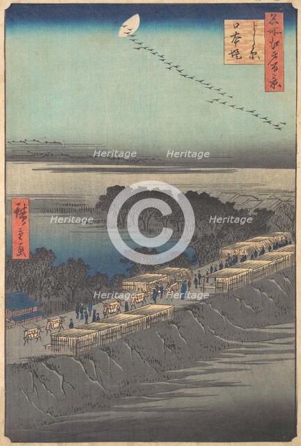 “Nihon Embankment at Yoshiwara,” from the series One Hundred Famous Views of Edo (Meisho E..., 1857. Creator: Ando Hiroshige.