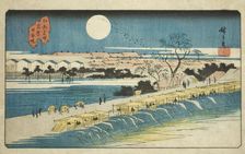 Nihon Embankment near the Yoshiwara (Yoshiwara Nihon-zutsumi), from the series..., c. 1835/38. Creator: Ando Hiroshige