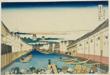Nihonbashi Bridge in Edo (Edo Nihonbashi), from the series "Thirty-six Views of Mount..., c.1830/33. Creator: Hokusai