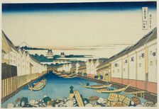 Nihonbashi Bridge in Edo (Edo Nihonbashi), from the series "Thirty-six Views of Mount..., c.1830/33. Creator: Hokusai