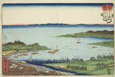 Niigata in Echigo Province (Echigo Niigata), from the series "Wrestling Matches between..., 1858. Creator: Ando Hiroshige
