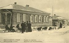 Nikolaevsk-on-Amur. Gilyaks with sledges, 1900. Creator: Unknown