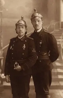 Nikolai Illarionovich Iamol'skii (On the Left) in the Parade Uniform of the..., early 20th cent. Creator: Unknown