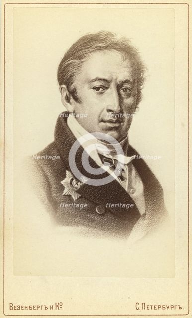 Nikolai Mikhailovich Karamzin, head-and-shoulders portrait, facing..., between 1880 and 1886. Creator: Unknown.