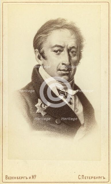 Nikolai Mikhailovich Karamzin, head-and-shoulders portrait, facing..., between 1880 and 1886. Creator: Unknown.