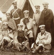 Nikolai Nikolaevich, prince Odoevsky-Maslov (in the middle) with the officers of the Life Guard Cava Artist: Anonymous