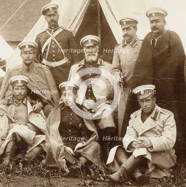 Nikolai Nikolaevich, prince Odoevsky-Maslov (in the middle) with the officers of the Life Guard Cava Artist: Anonymous  