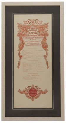 Nikolai Rimsky-Korsakov's Concert programme to celebrate of the 35th work anniversary, 1901. Artist: Anonymous