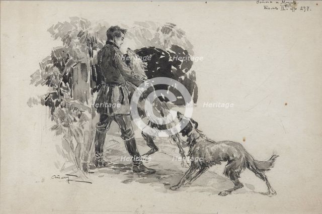 Nikolai Rostov at the hunt. Illustration for the novel War and Peace by Leo Tolstoy, 1911.