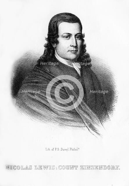 Nikolaus Ludwig von Zinzendorf, German religious and social reformer, (1854). Artist: Unknown