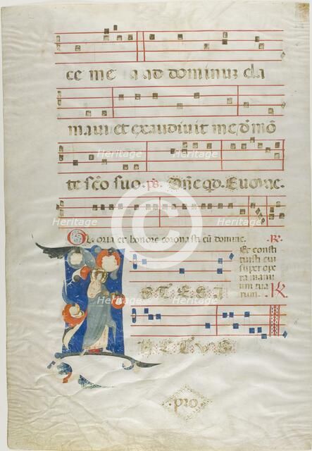 Nimbed Saint in a Historiated Initial "I" from an Antiphonary, 1310/15. Creator: Neri da Rimini.