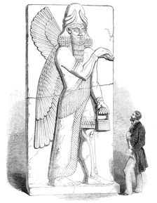 Nimroud Sculptures at the British Museum - Colossal Figure of Winged Man or Divinity, 1850. Creator: Unknown