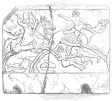 Nimroud Sculptures...Flight of an Arab Mounted upon a Camel, 1850. Creator: Unknown