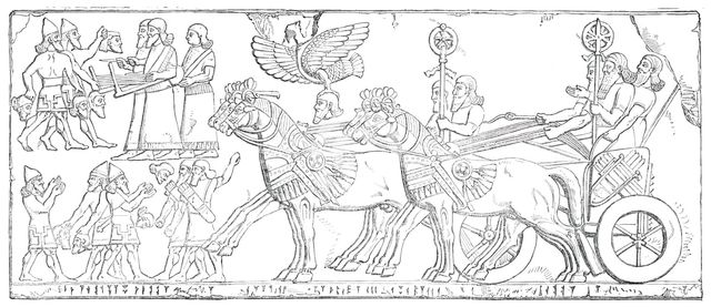 Nimroud Sculptures...Triumphal Return of the King to his Camp, 1850. Creator: Unknown.