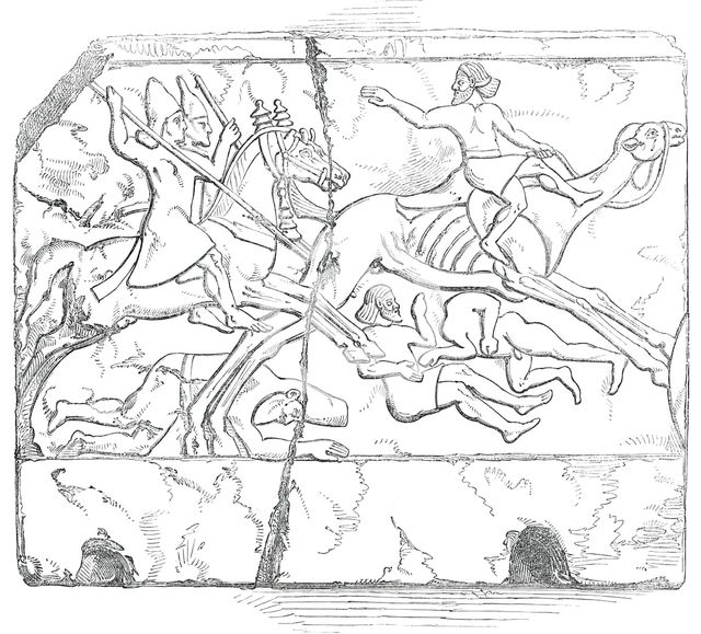 Nimroud Sculptures...Flight of an Arab Mounted upon a Camel, 1850. Creator: Unknown.