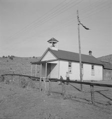 Nine a.m., four pupils attend this day, of the seven...eastern Oregon county school, 1939. Creator: Dorothea Lange