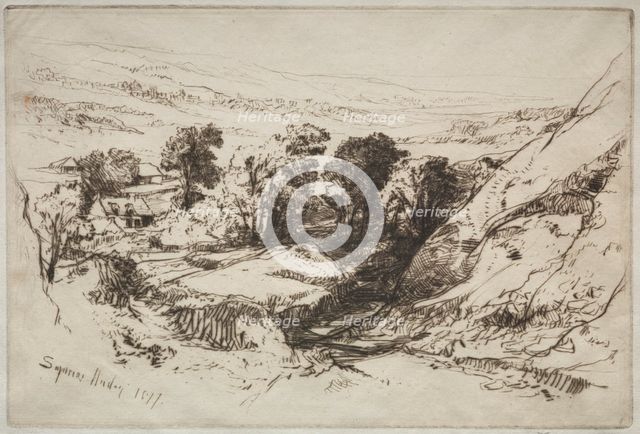 Nine Barrow Down, 1877. Creator: Francis Seymour Haden (British, 1818-1910).