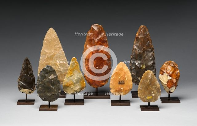 Nine Bifaces, Acheulean, 700,000-200,000 B.C. Creator: Unknown.