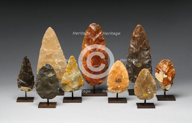 Nine Bifaces, Acheulean, 700,000-200,000 B.C. Creator: Unknown.