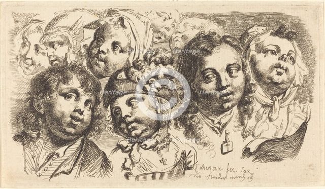 Nine Children's Heads, 1765. Creator: Johann Eleazar Schenau.