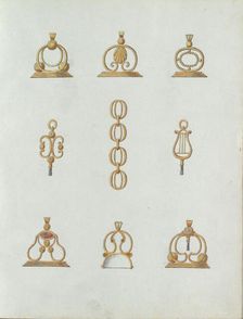 Nine designs of pendants, c.1800-c.1810. Creator: Carl Friedrich Bärthel