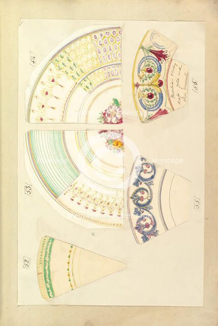 Nine Designs for Decorated Plates, 1845-55. Creator: Alfred Crowquill.