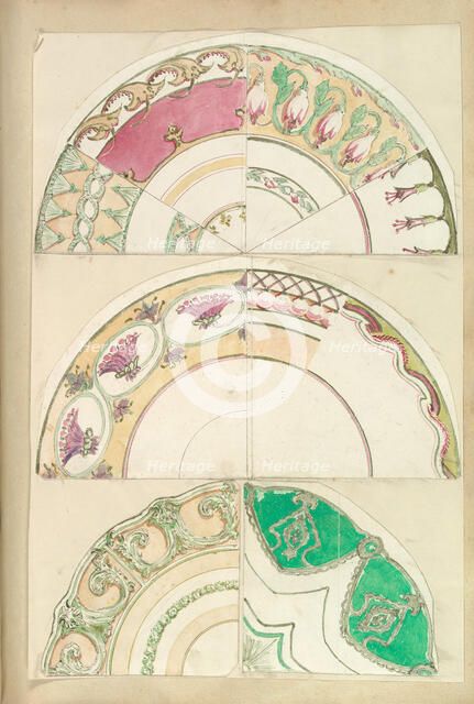 Nine Designs for Decorated Plates, 1845-55. Creator: Alfred Crowquill.