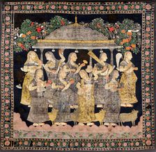 Nine Gopis (Pichwai Painting), End of 19th century. Creator: Indische Kunst