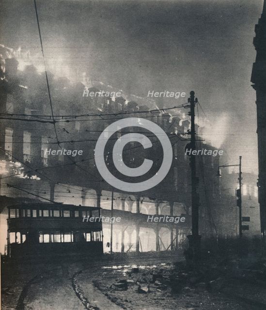 'Nine Hours of Bombing. When Sheffield's turn came it was mid-winter'. 1940 (1942). Artist: Unknown.