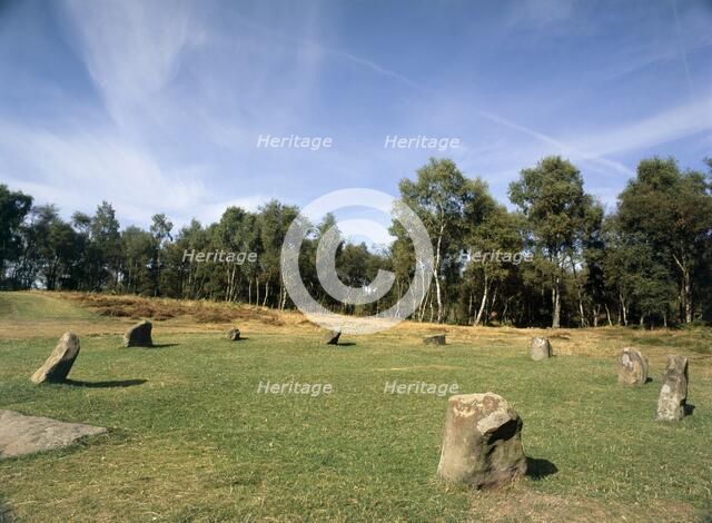 Nine Ladies Stone Circle, Stanton Moor, Peak District, Derbyshire, 2010. Artist: Andrew Tryner.