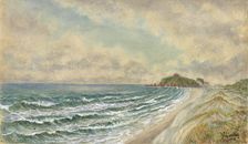 Nine mile beach looking North from Totara, 1928. Creator: William Francis Herring