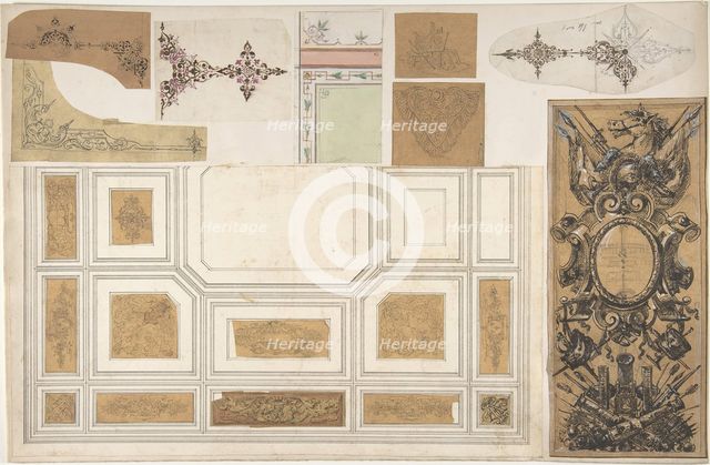 Nine Miscellaneous Designs for the de la Rochejaqulein Family, second half 19th century. Creators: Jules-Edmond-Charles Lachaise, Eugène-Pierre Gourdet.