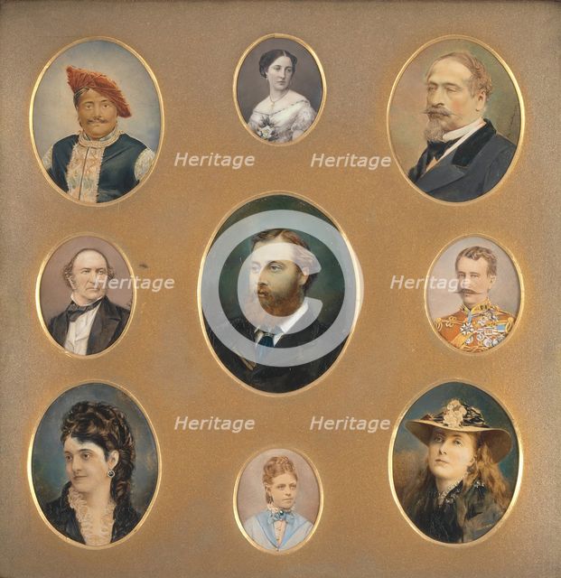 Nine Portraits in Original Passe-Partout, 1880s. Creator: James William Bailey.