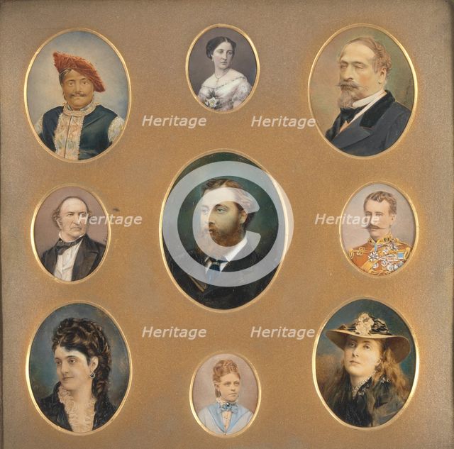[Nine Portraits in Original Passe-Partout], 1880s. Creator: James William Bailey.