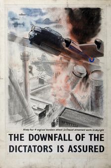 Ninety four 4-engined bombers attack Le Creusot armament works in daylight, between 1939 and 1946. Creators: Central Office of Information, Michael O'Connell