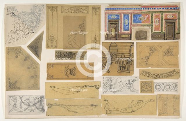 Nineteen designs for the painted decoration of interiors, 1830-97. Creators: Jules-Edmond-Charles Lachaise, Eugène-Pierre Gourdet.