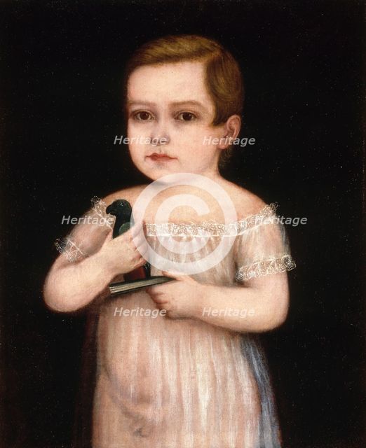 Nino con Cotorra de Juguete, ca. 1830-1850. Creator: Unknown.