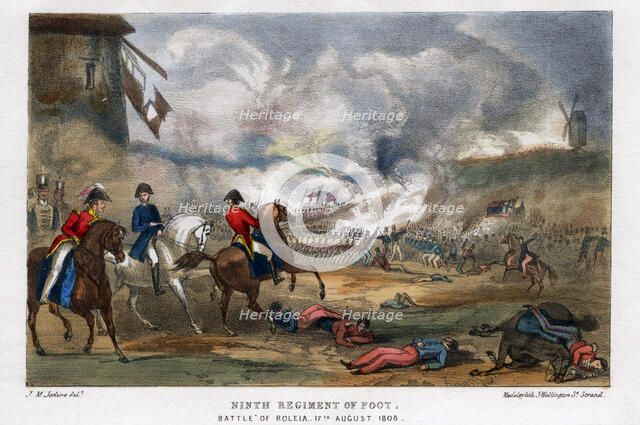 Ninth Regiment of Foot, Battle of Roleia, Portugal, 17th August 1808.Artist: Madeley