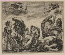 Niobe, from Game of Mythology (Jeu de la Mythologie), 1644. Creator: Stefano della Bella