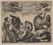 Niobe, from Game of Mythology (Jeu de la Mythologie), 1644. Creator: Stefano della Bella