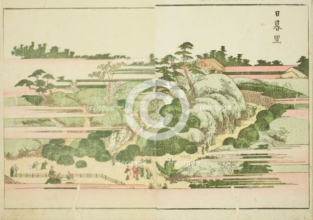 Nippori, from the illustrated book "Picture Book of Amusements of the East..., Japan, c. 1802. Creator: Hokusai.