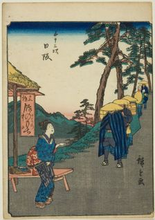 Nissaka, from the series "Fifty-three Stations [of the Tokaido] (Gojusan tsugi)," also..., 1852. Creator: Ando Hiroshige