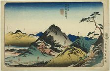 Nissaka, Kakegawa, Fukuroi, Mitsuke, and Hamamatsu, from the series "Famous Places ..., c. 1830/35. Creator: Utagawa Kuniyoshi