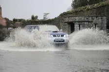 Nissan Pick up truck on Flooded road at Beaulieu 2008